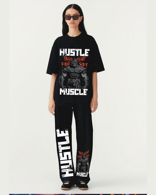 WOMEN'S MUSCLE HUSTLE CORDSET ( BLACK AND BLACK )