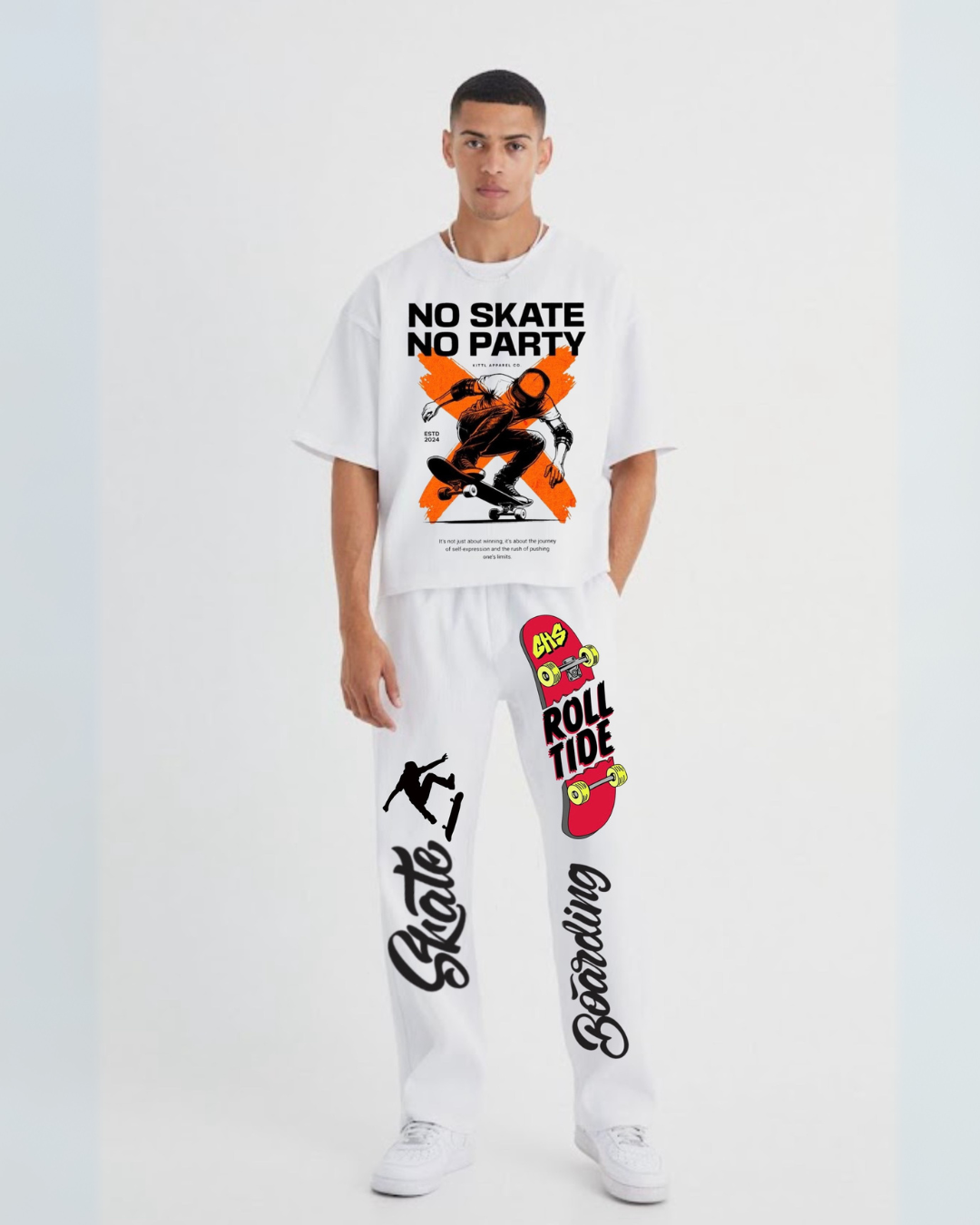 MEN'S NO PARTY CORDSET (WHITE AND WHITE)