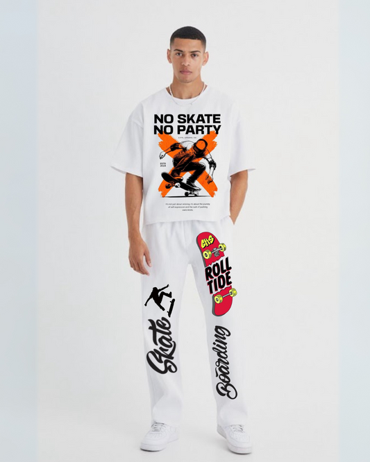 MEN'S NO PARTY CORDSET (WHITE AND WHITE)