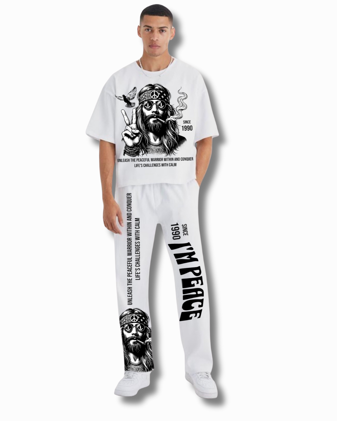 MEN'S PEACEFUL WORRIOR CORDSET (WHITE AND WHITE)