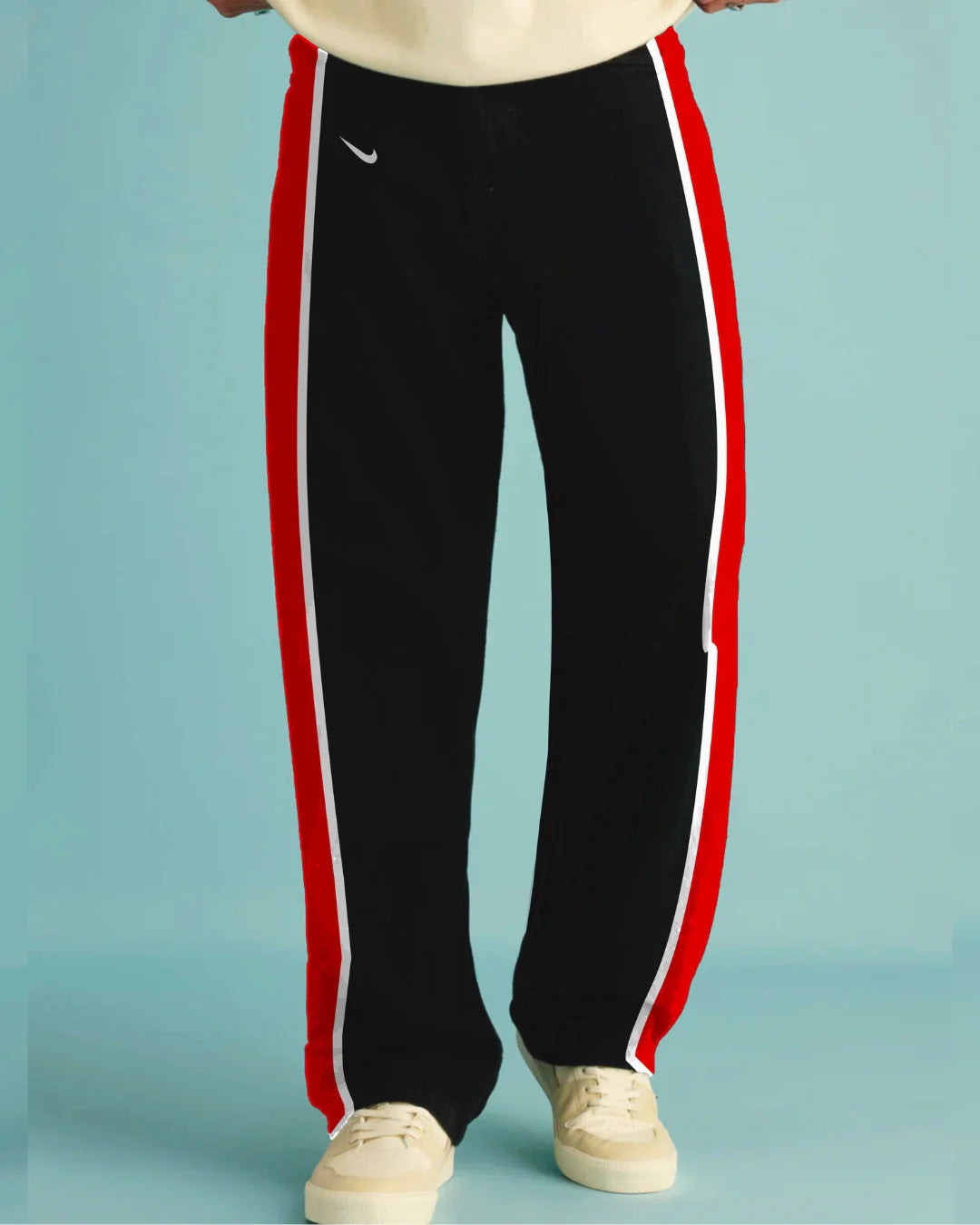 MEN'S BLACK ULTRASOFT COTTON PANT - RED LINE(*)