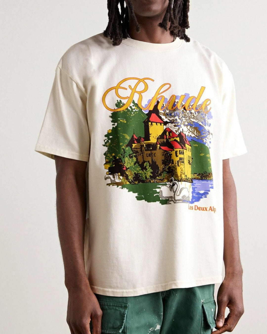Rhude Mansion Unisex Exclusive Oversized Tee - White(*)