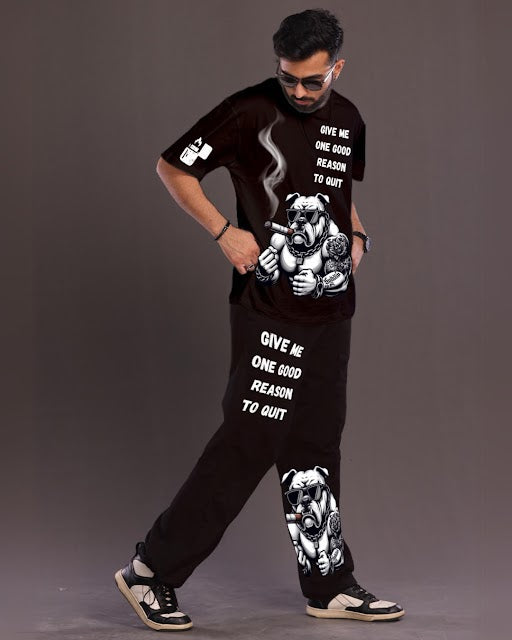 Black Men's BullDog Graphic Co-ord Set - Men's Choice